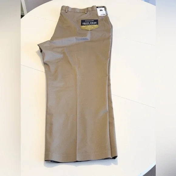 Haggar Big Men Iron Free Premium Comfort Stretch Khaki Dress Pants 50x29 - Picture 7 of 15